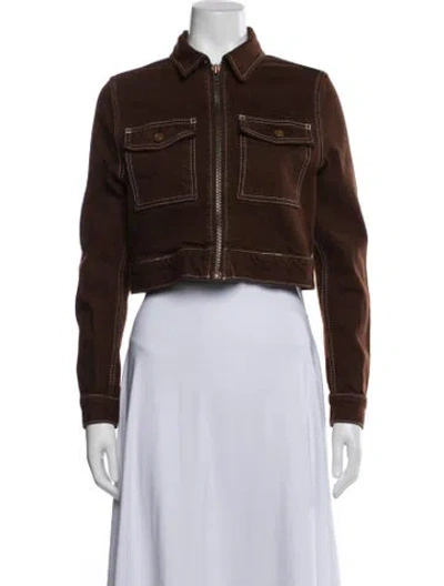 Pre-owned Reformation Denim Jacket In Brown