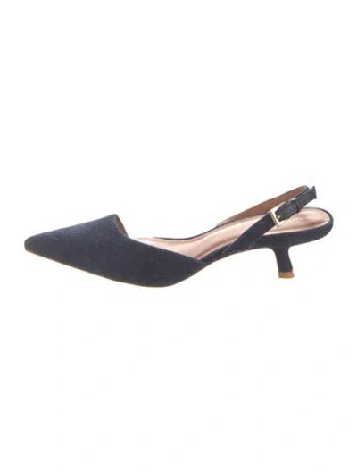 Pre-owned Reformation Denim Slingback Pumps In Blue