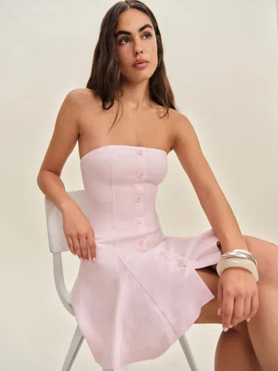 Reformation Derin Linen Dress In Pink