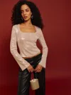 Reformation Devon Knit Top In Ivory Sequin