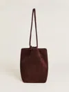 Reformation Dimitra Pouch Bag In Chocolate Suede