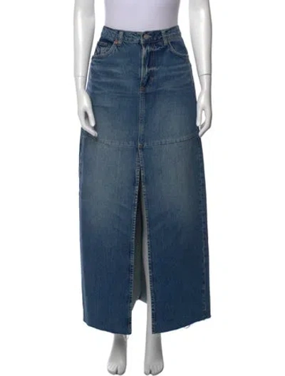 Pre-owned Reformation Distressed Accents Long Skirt In Blue