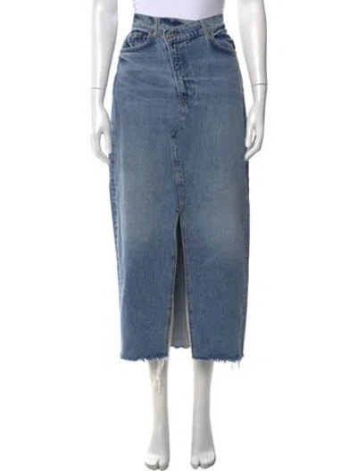 Pre-owned Reformation Distressed Accents Long Skirt In Blue