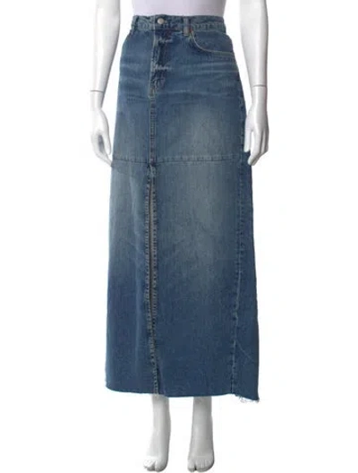Pre-owned Reformation Distressed Accents Long Skirt In Blue