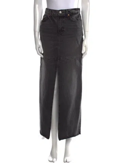 Pre-owned Reformation Distressed Accents Midi Length Skirt In Black