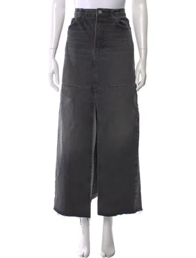 Pre-owned Reformation Distressed Accents Midi Length Skirt In Black