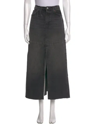 Pre-owned Reformation Distressed Accents Midi Length Skirt In Black