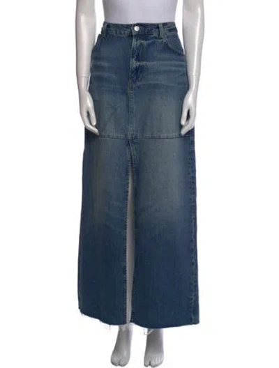 Pre-owned Reformation Distressed Accents Midi Length Skirt In Blue