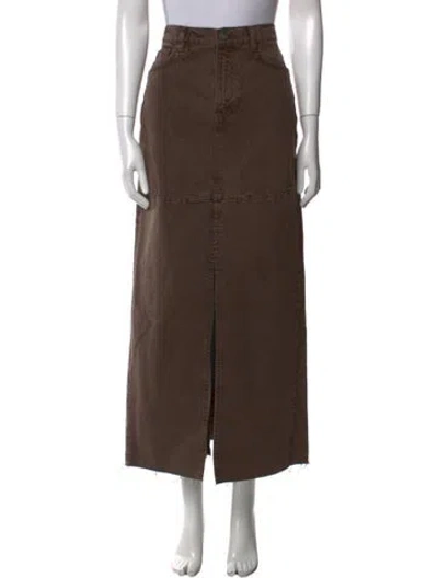 Pre-owned Reformation Distressed Accents Midi Length Skirt In Brown