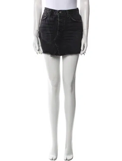 Pre-owned Reformation Distressed Accents Mini Skirt In Black