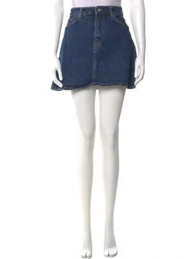 Pre-owned Reformation Distressed Accents Mini Skirt In Blue