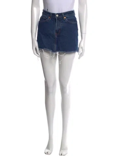 Pre-owned Reformation Distressed Accents Mini Skirt In Blue