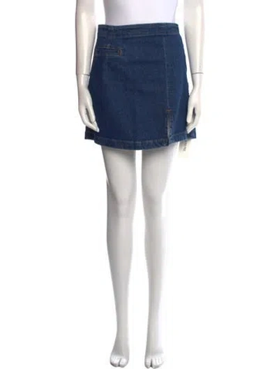 Pre-owned Reformation Distressed Accents Mini Skirt In Blue