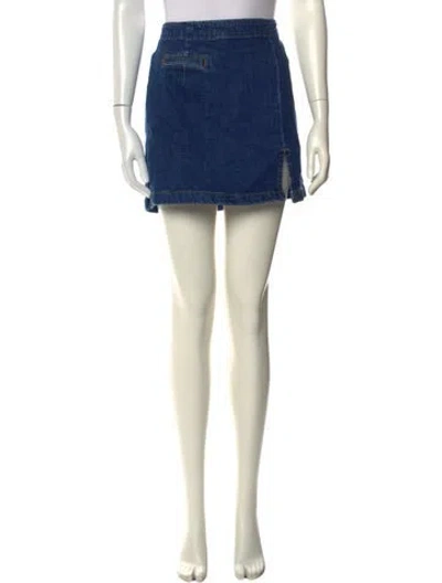 Pre-owned Reformation Distressed Accents Mini Skirt In Blue