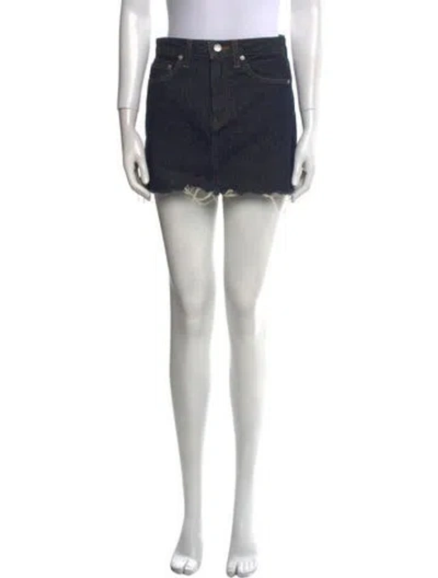 Pre-owned Reformation Distressed Accents Mini Skirt In Blue