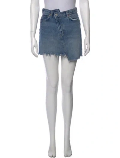 Pre-owned Reformation Distressed Accents Mini Skirt In Blue