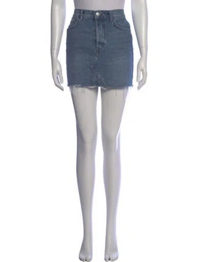 Pre-owned Reformation Distressed Accents Mini Skirt In Blue