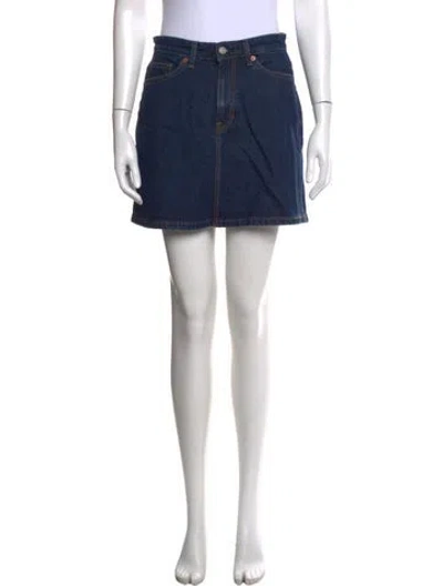 Pre-owned Reformation Distressed Accents Mini Skirt In Blue