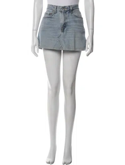 Pre-owned Reformation Distressed Accents Mini Skirt In Blue