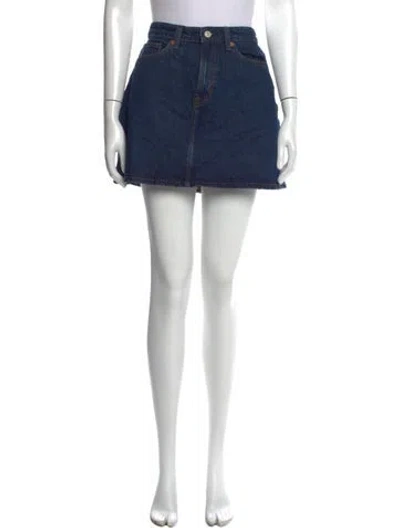 Pre-owned Reformation Distressed Accents Mini Skirt In Blue