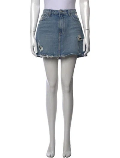 Pre-owned Reformation Distressed Accents Mini Skirt In Blue