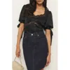Reformation Dolly Lace Trim Silk Charmeuse Top In Black