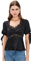 Reformation Dolly Silk Top Black In Black