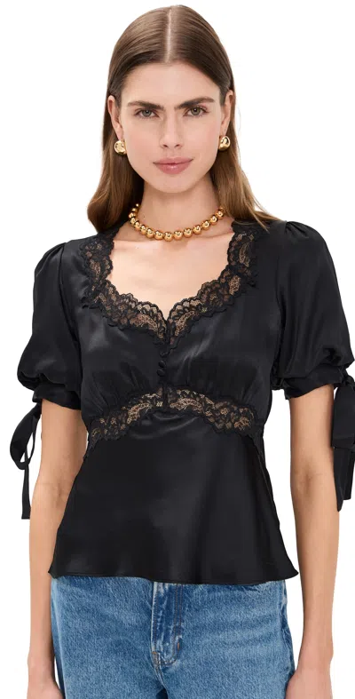 Reformation Dolly Silk Top Black