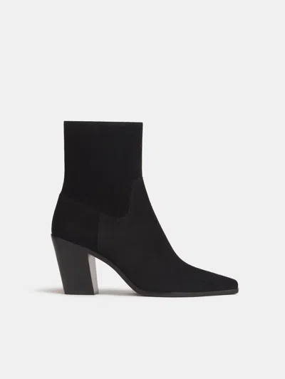 Reformation Dominique High Ankle Boot Black Suede 5