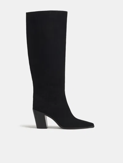 Reformation Dominique High Knee Boot Black Suede 5