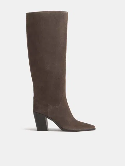 Reformation Dominique High Knee Boot Grey 5 In Brown