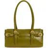 Reformation Dominique Leather Shoulder Bag In Green