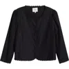 Reformation Donna Lace Trim Button-up Top In Black