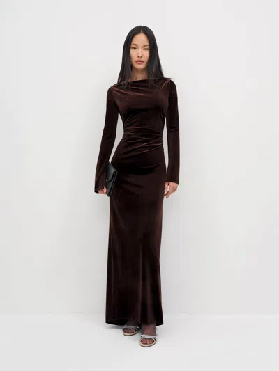 Reformation Donya Velvet Dress Brown 12