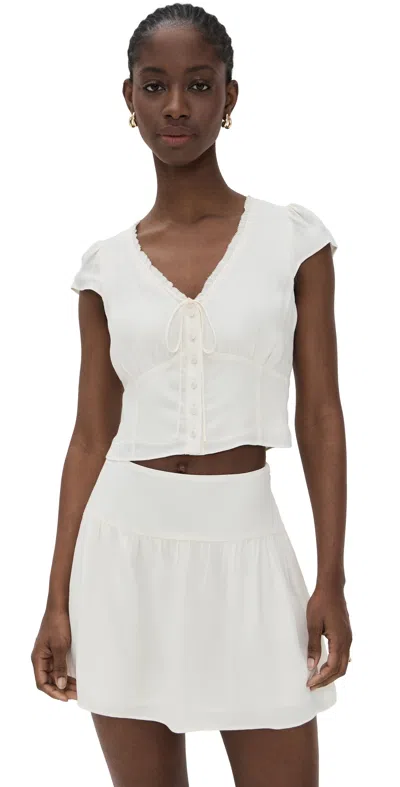 Reformation Dorothea Two Piece Crepe Set Ivory In White