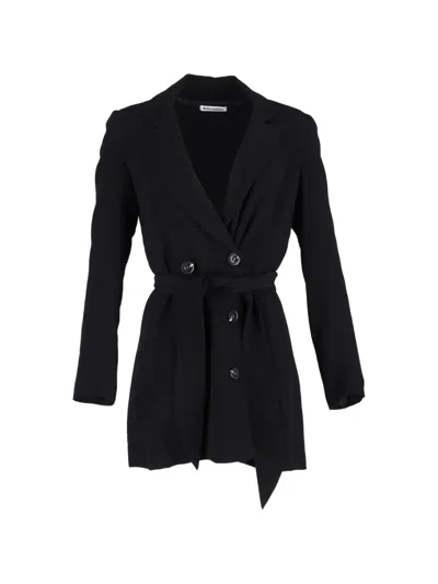 Pre-owned Reformation Double-breasted Belted Mini Dress In Black