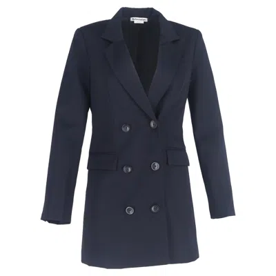 Reformation Double-breasted Blazer Dress In Navy Blue Wool