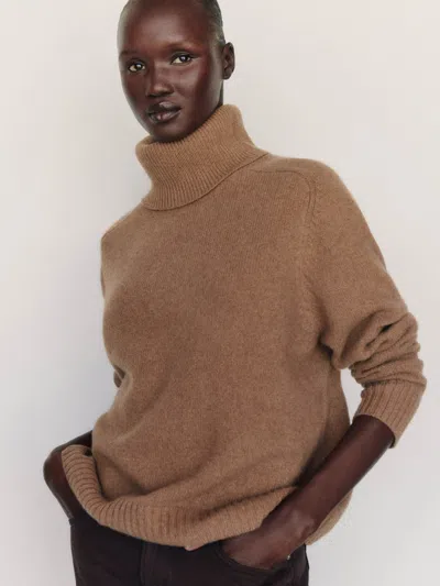 Reformation Dove Cashmere Oversized Turtleneck Brown Large