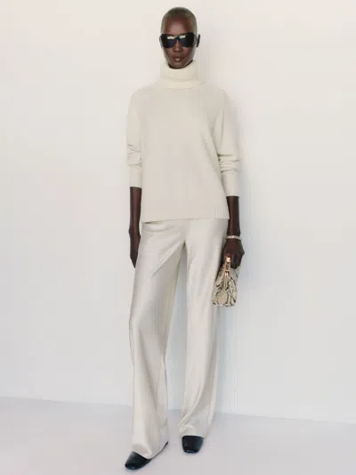 Reformation Dove Cashmere Oversized Turtleneck Ivory Medium In White