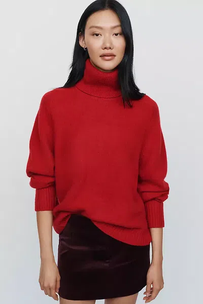 Reformation Dove Cashmere Wool Turtleneck Sweater In Red