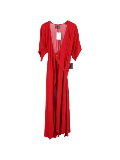 Pre-owned Reformation Draped Wrap Dress In Red