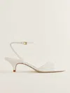 Reformation Drew Kitten Heeled Sandal In White Leather