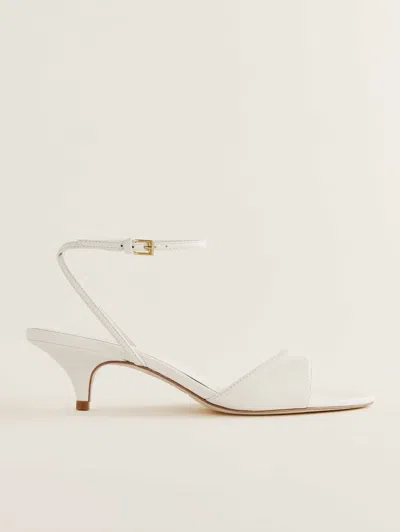 Reformation Drew Kitten Heeled Sandal In White Leather