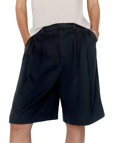 Reformation Drew Pleat Front Shorts In Brown