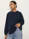 Reformation Drew Vintage Oversized Crewneck Sweatshirt In Midnight