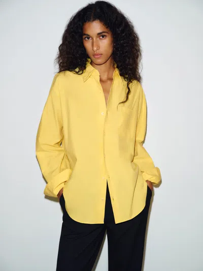 Reformation Dude Shirt Yellow Large In Animal Print