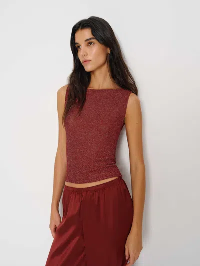 Reformation Dusk Knit Top In Red