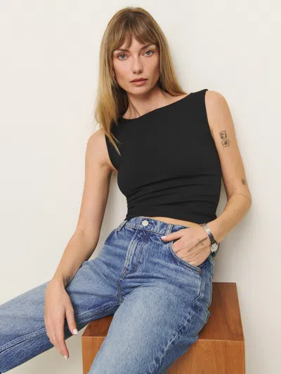 REFORMATION DUSK KNIT TOP BLACK XS