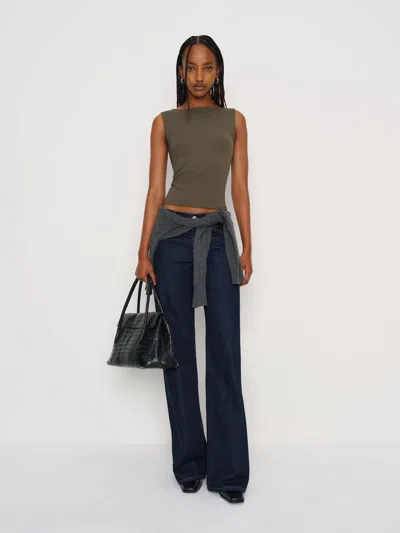 Reformation Dusk Knit Top Green Xs