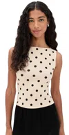 Reformation Dusk Knit Top Sundae Dot In White